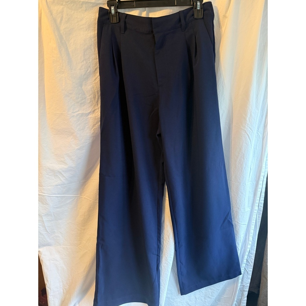 Gap Easy Trouser Navy Blue Wide Leg Pleated High Rise Pants Womens Size 10